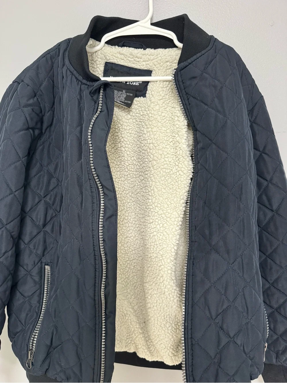 Quilted Bomber Jacket in Navy